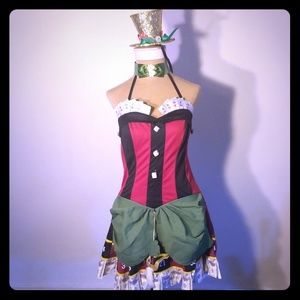 Leg Avenue Halloween Lady Luck Costume. Dress, Gloves, Petticoat & Hat.